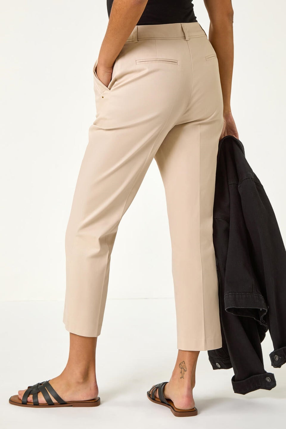 Roman Stone Cotton Stretch Cropped Trouser
