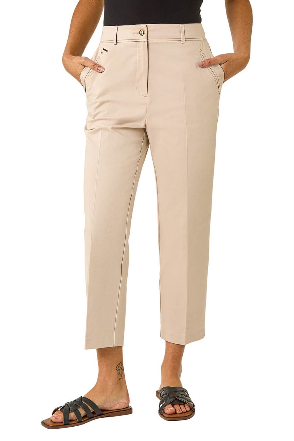 Roman Stone Cotton Stretch Cropped Trouser