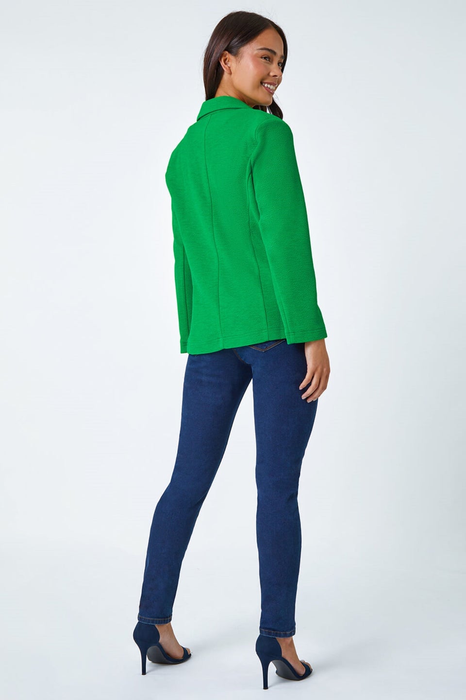 Roman Green Petite Textured Stretch Blazer