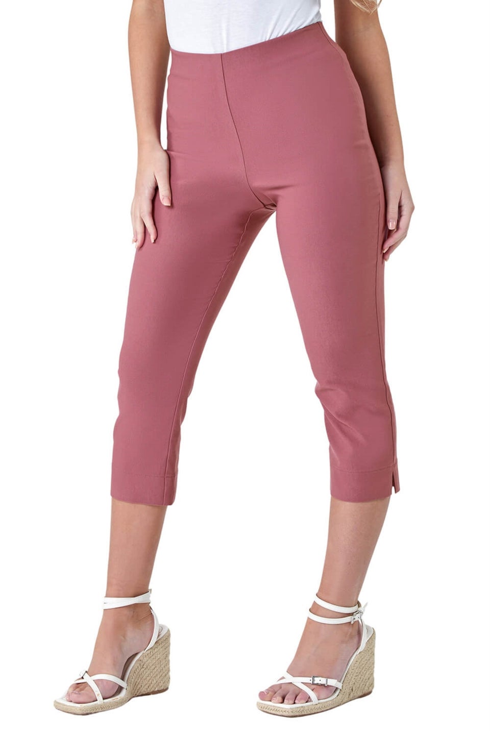 Roman Beige Petite Cropped Stretch Trousers