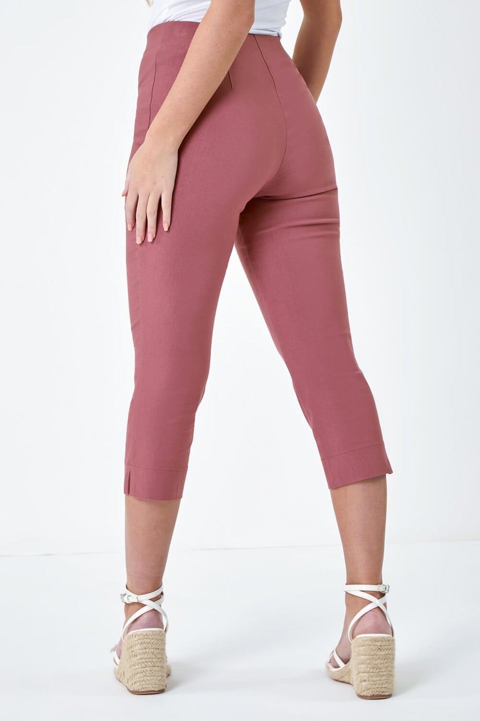 Roman Beige Petite Cropped Stretch Trousers
