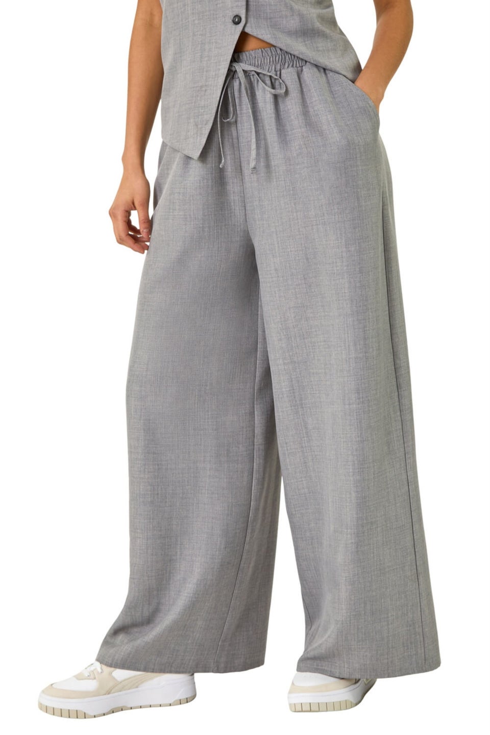 Dusk Grey Dusk Elasticated Waist Wide Leg Trouser