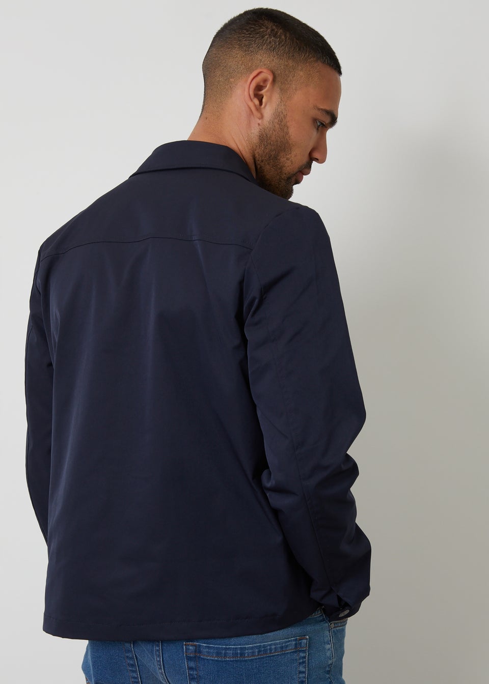 Threadbare Navy Collared Lightweight Showerproof Zip Through Jacket
