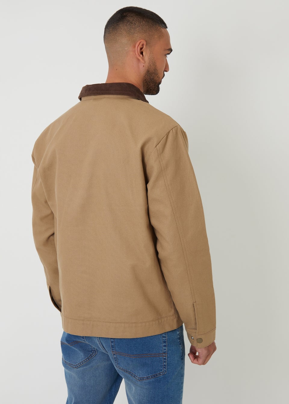 Threadbare Stone Cotton Corduroy Collar Lightweight Jacket