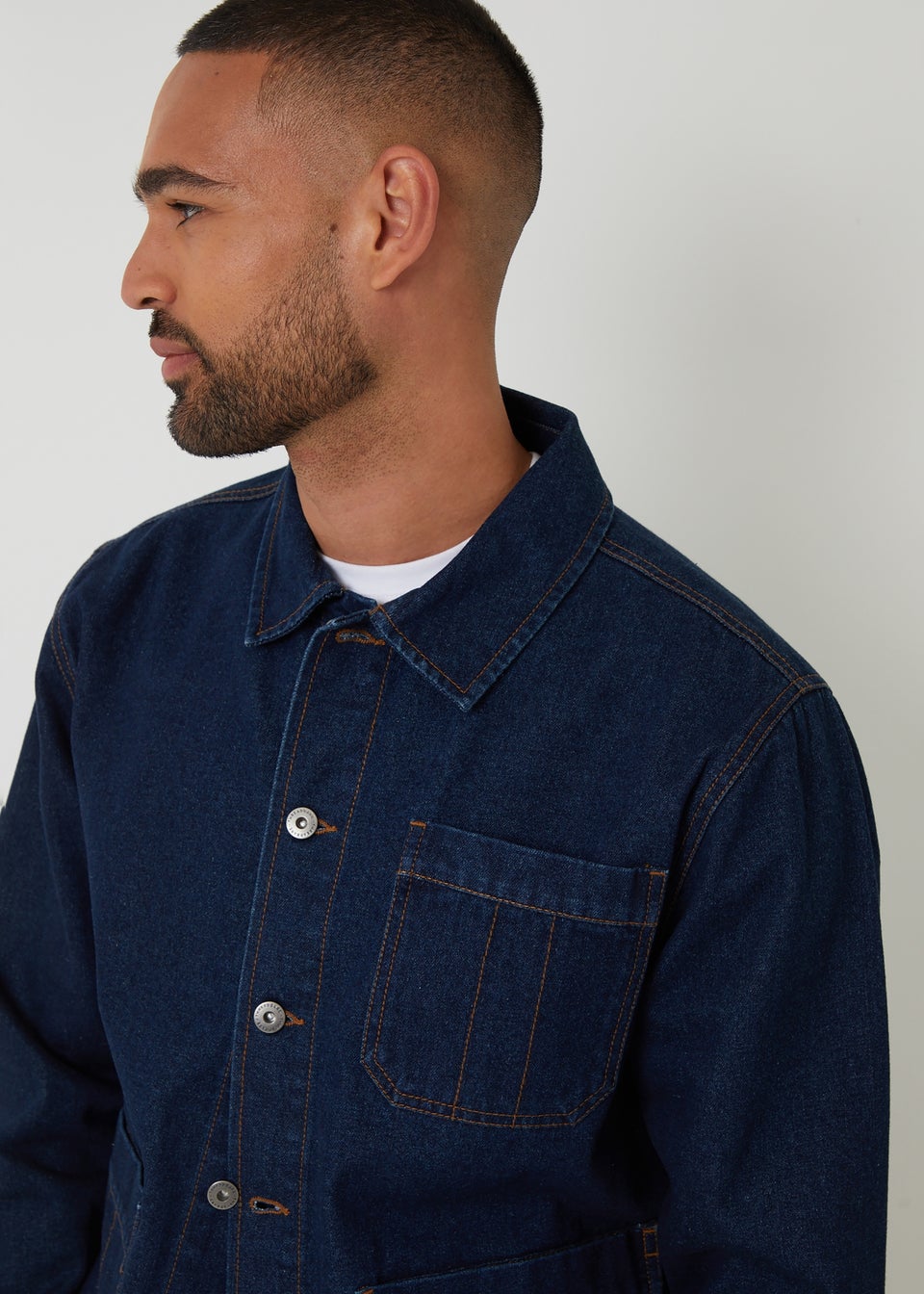Threadbare Dark Blue Rinse Wash Denim Utility Jacket