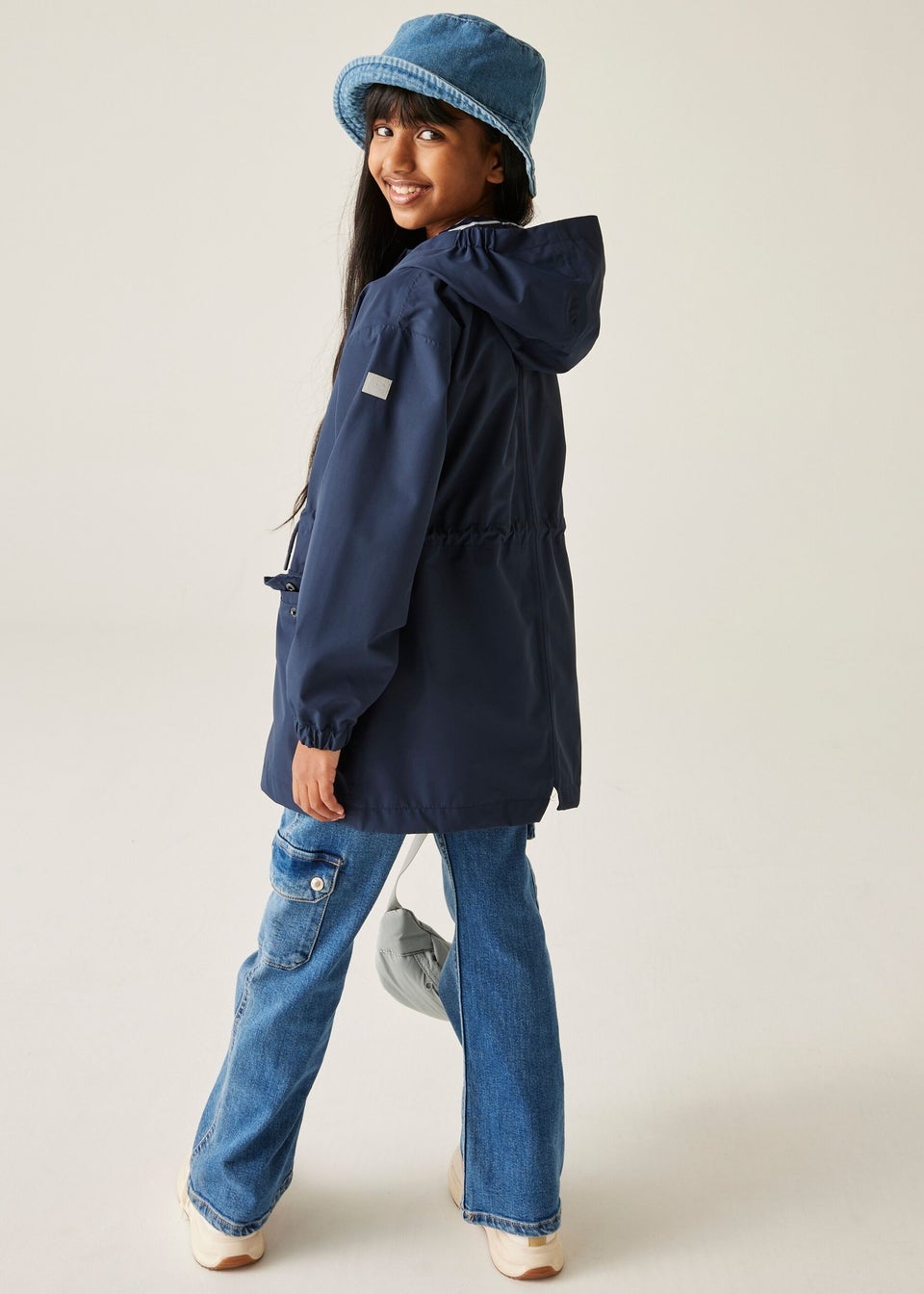 Regatta Navy/White Stripe Kids Ballina Waterproof Breathable Isotex Jacket (3-16 Years)