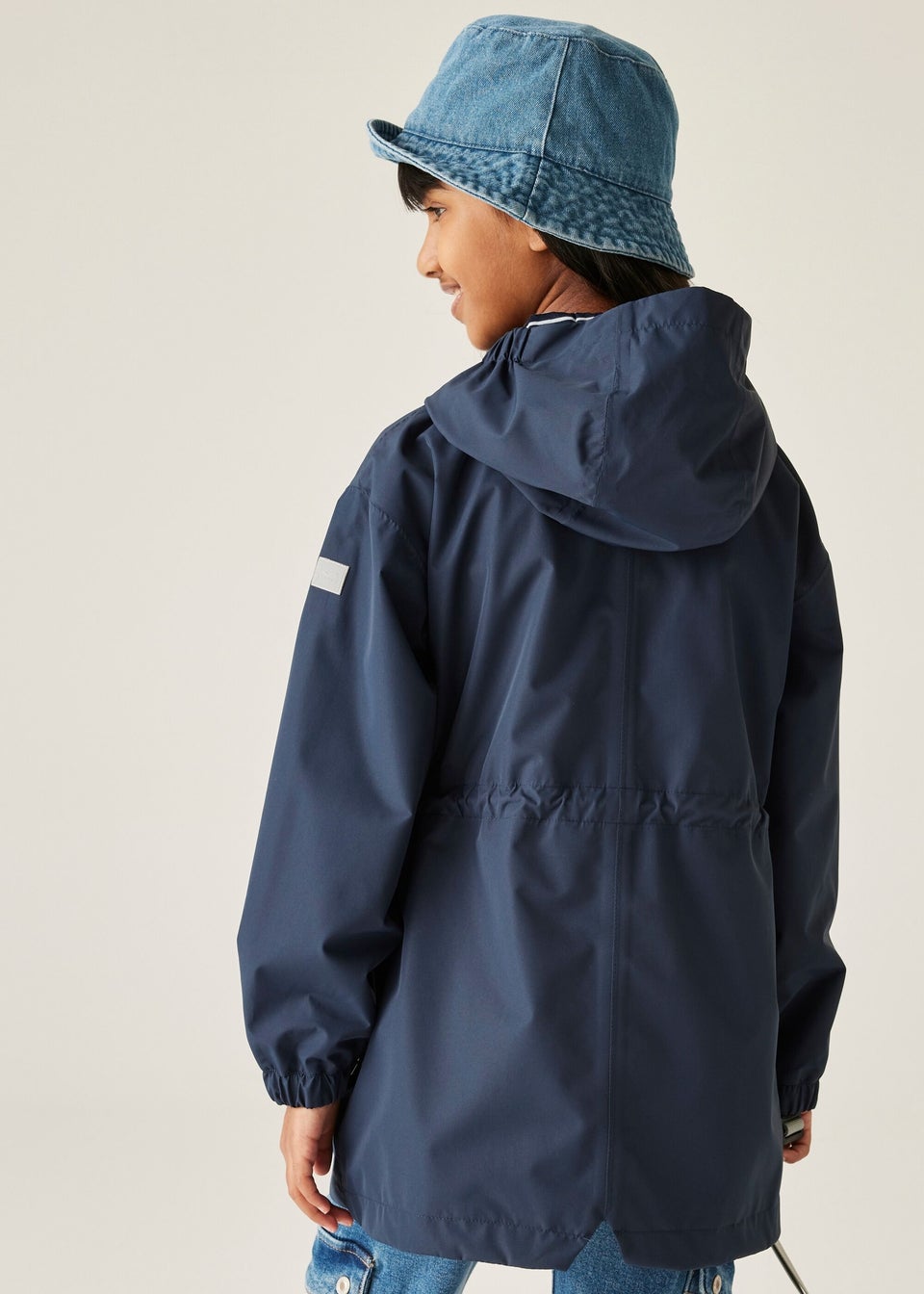 Regatta Navy/White Stripe Kids Ballina Waterproof Breathable Isotex Jacket (3-16 Years)
