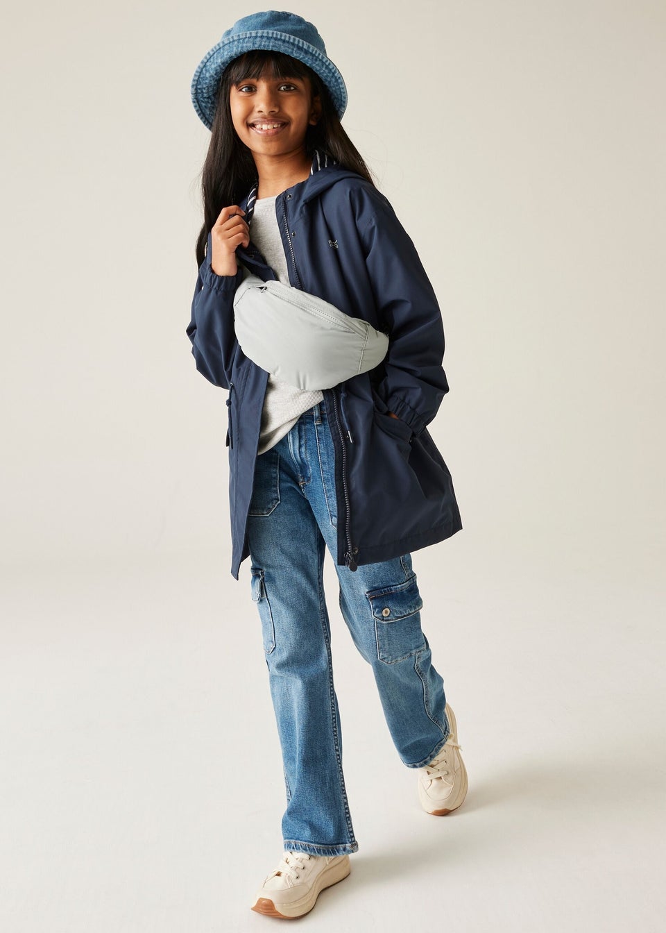 Regatta Navy/White Stripe Kids Ballina Waterproof Breathable Isotex Jacket (3-16 Years)