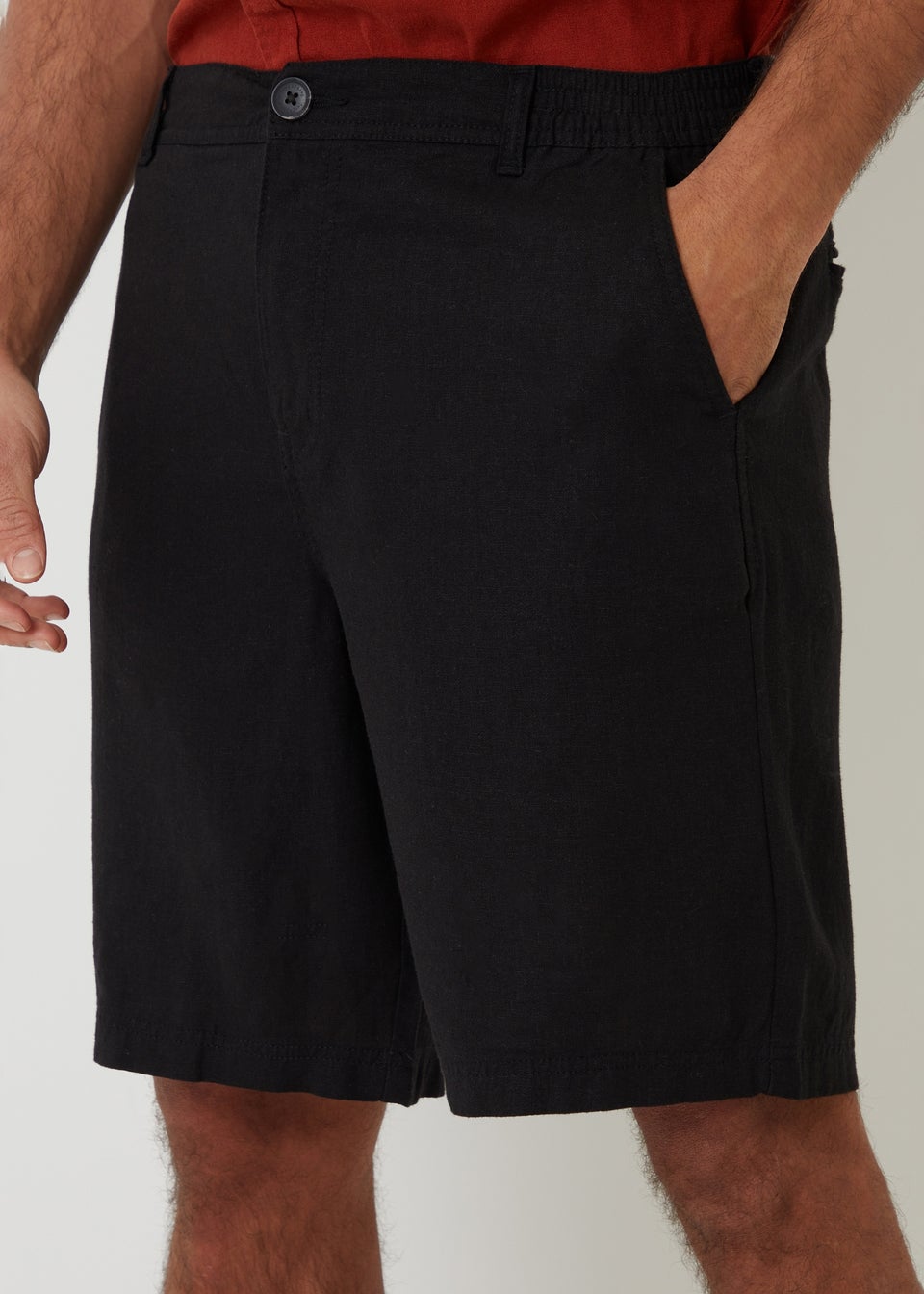 Threadbare Black Linen Blend Chino Shorts