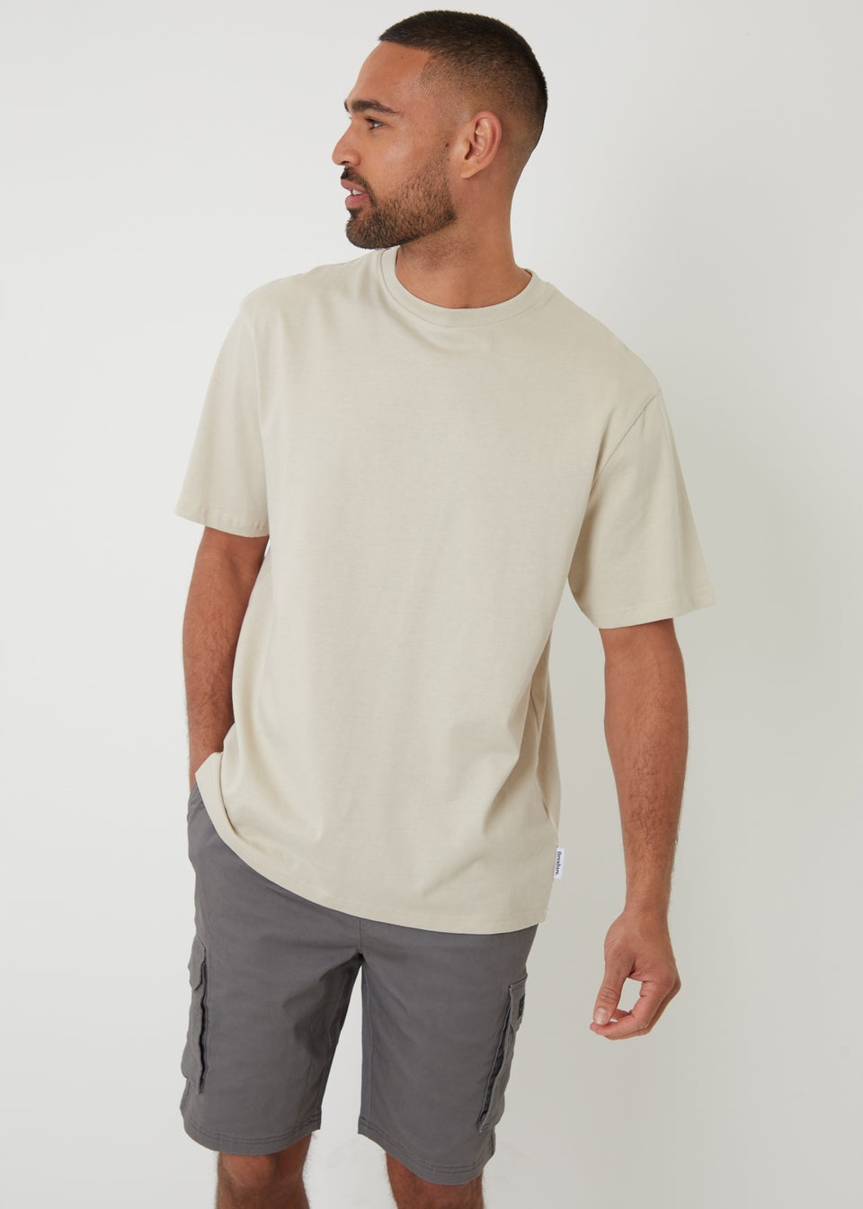 Threadbare Dark Grey Cotton Jogger Style Cargo Shorts With Stretch