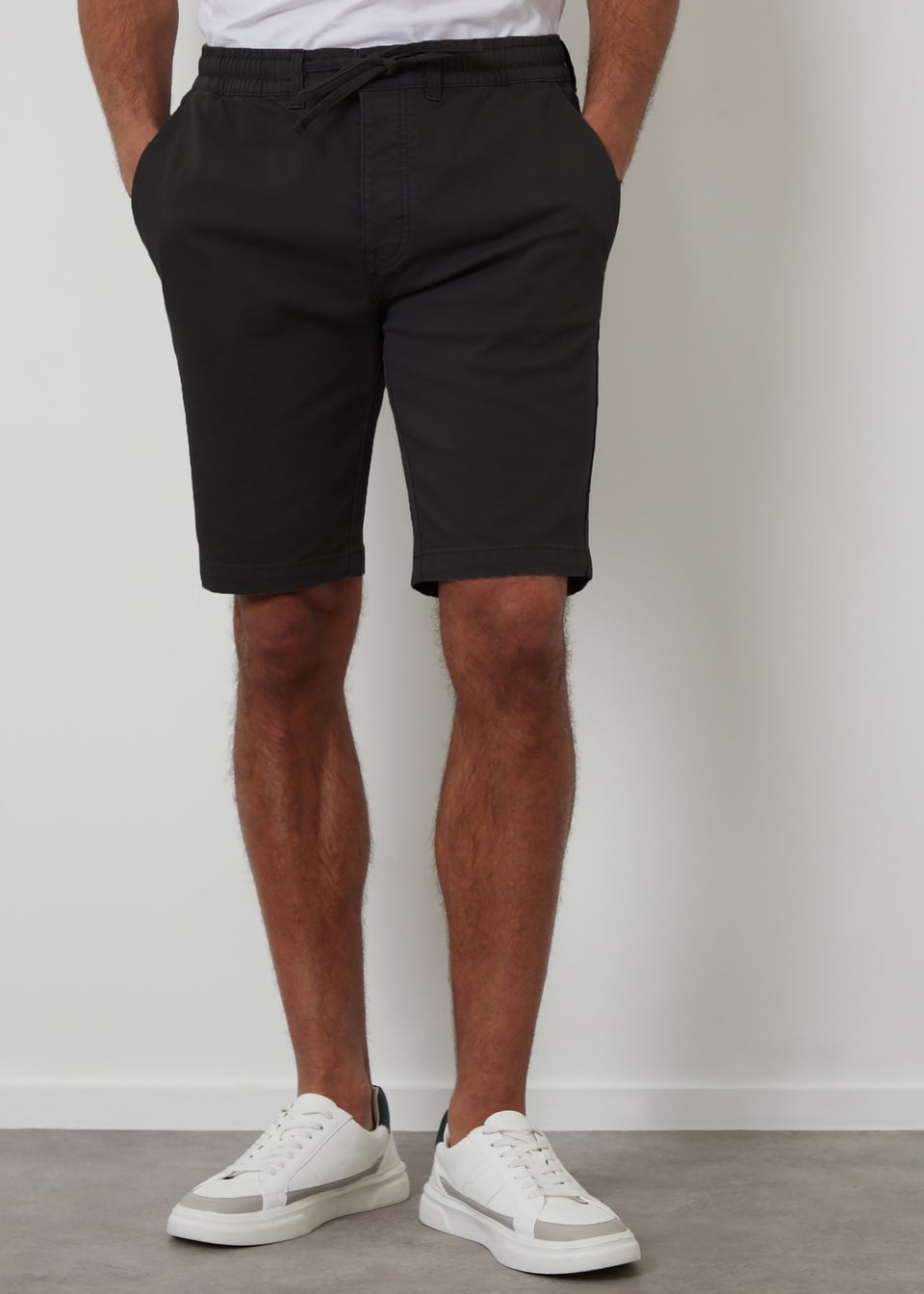 Threadbare Black Elasticated Waist Stretch Chino Shorts