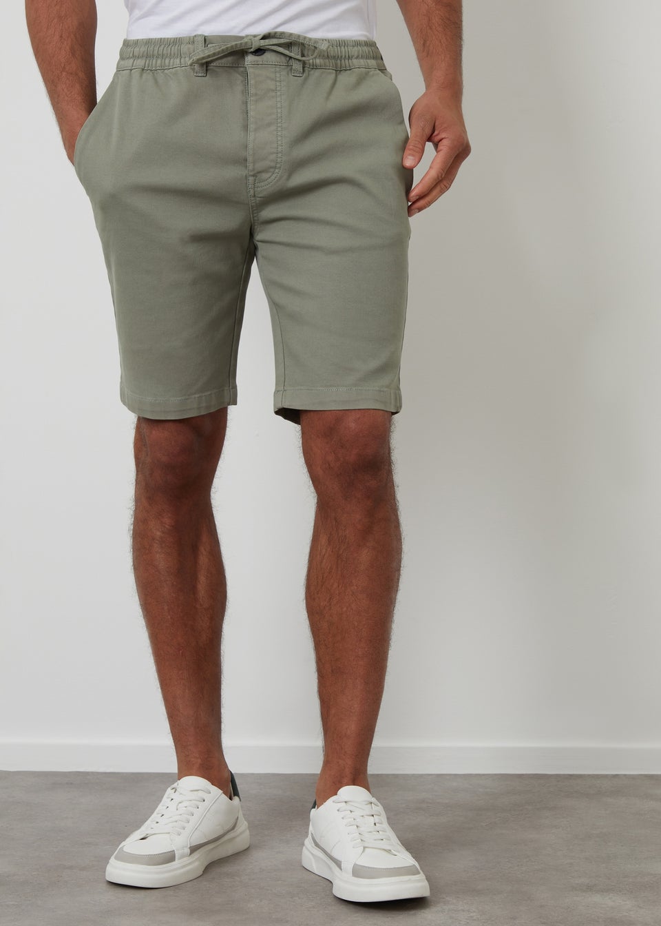 Threadbare Soft Green Elasticated Waist Stretch Chino Shorts