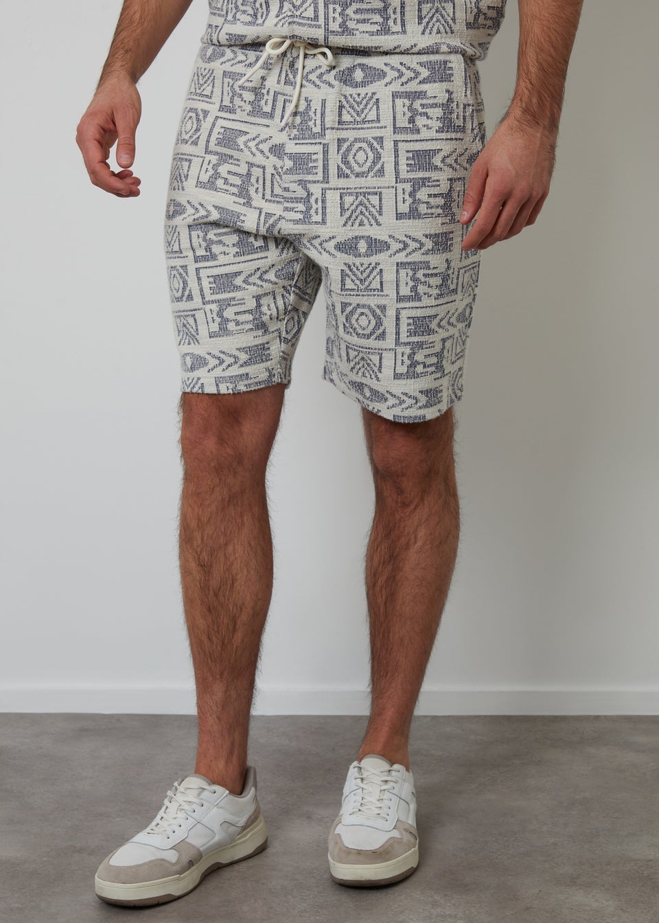 Threadbare Navy Patterned Textured Pull On Shorts
