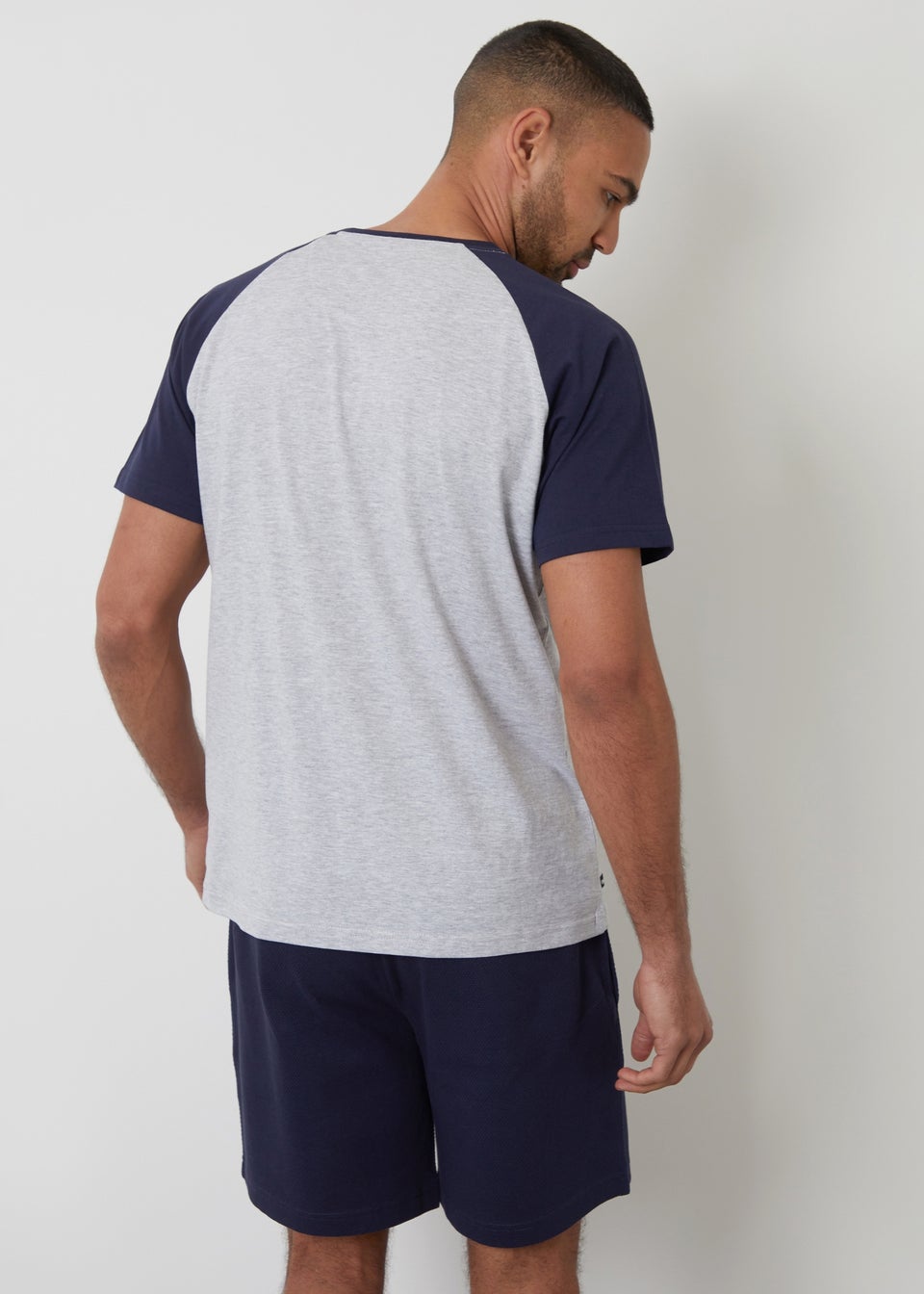 Threadbare Navy Raglan Sleeve Cotton Rich Short Pyjamas