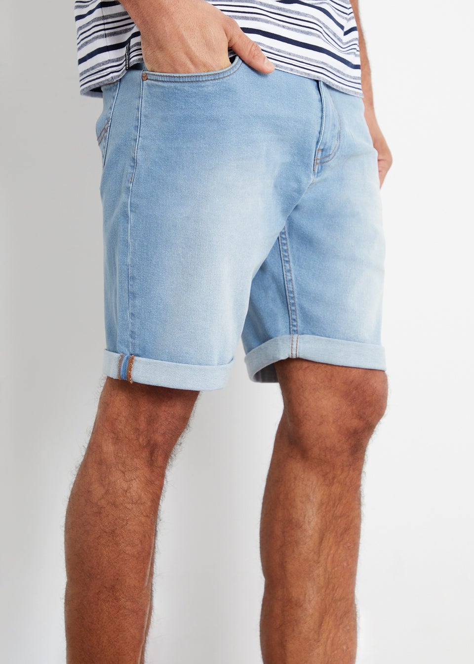 Threadbare Light Blue Edmonton Turn Up Denim Shorts