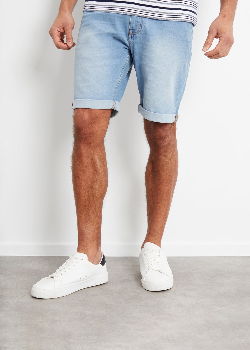 Threadbare Light Blue Edmonton Turn Up Denim Shorts