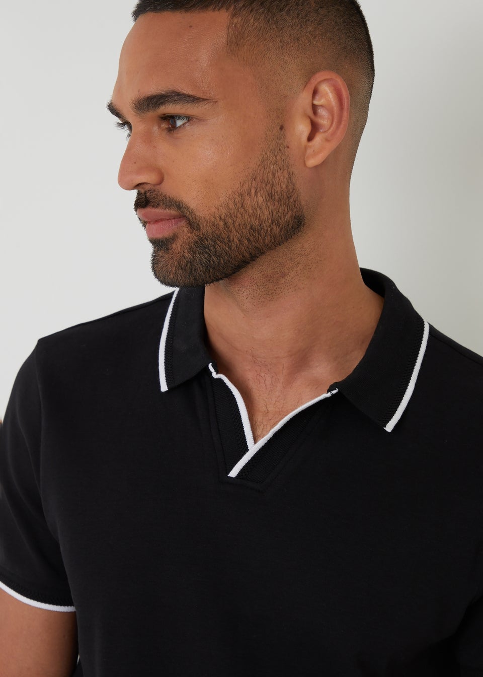 Threadbare Black Cotton Trophy Neck Polo Shirt