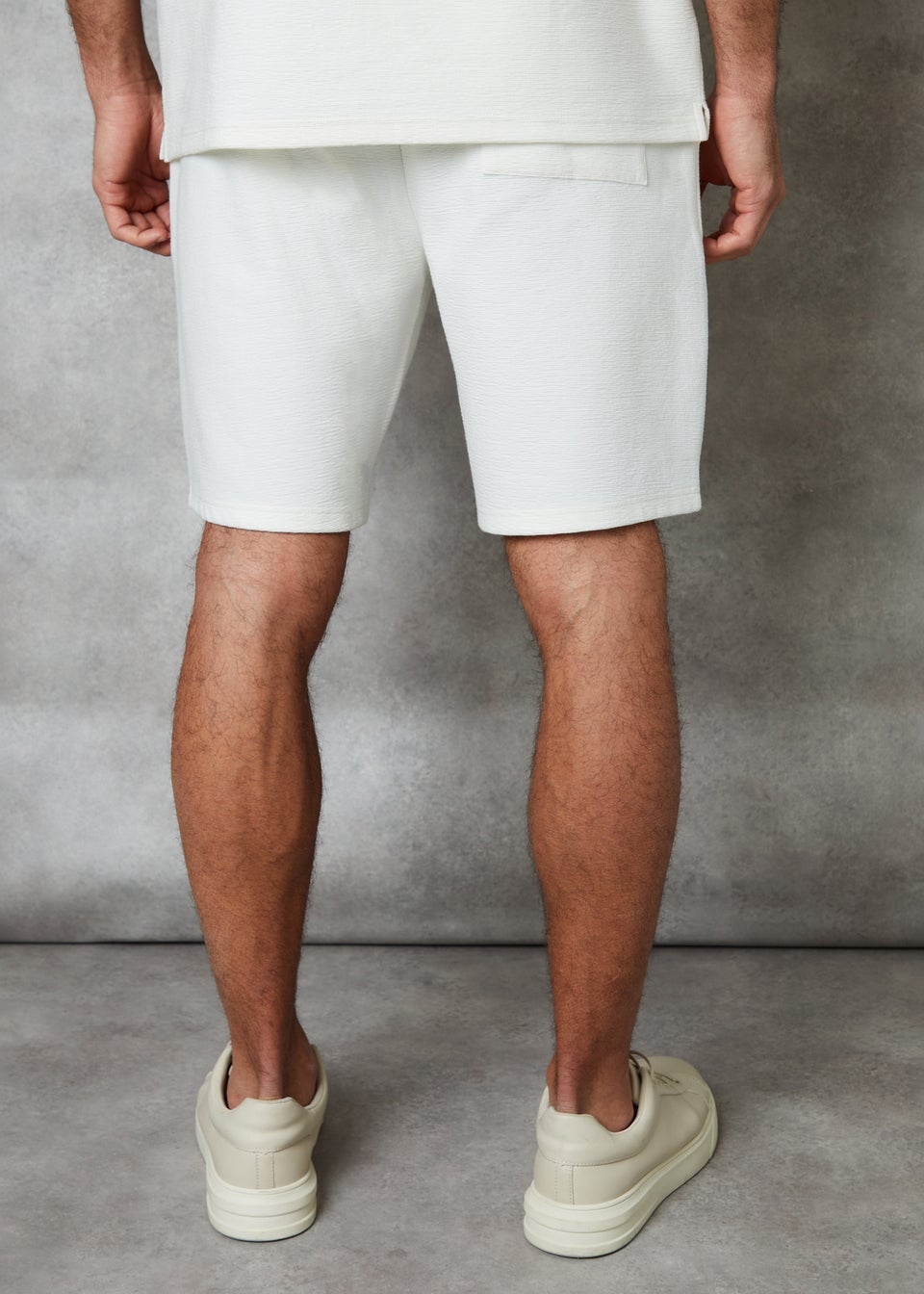 Threadbare Ecru Textured Elasticated Waist Shorts