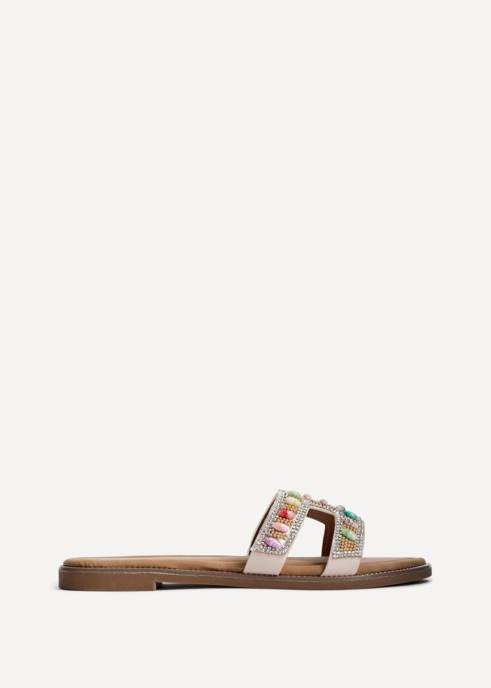 Linzi Nerissa Multi Beaded Diamante Flat Slider Sandal