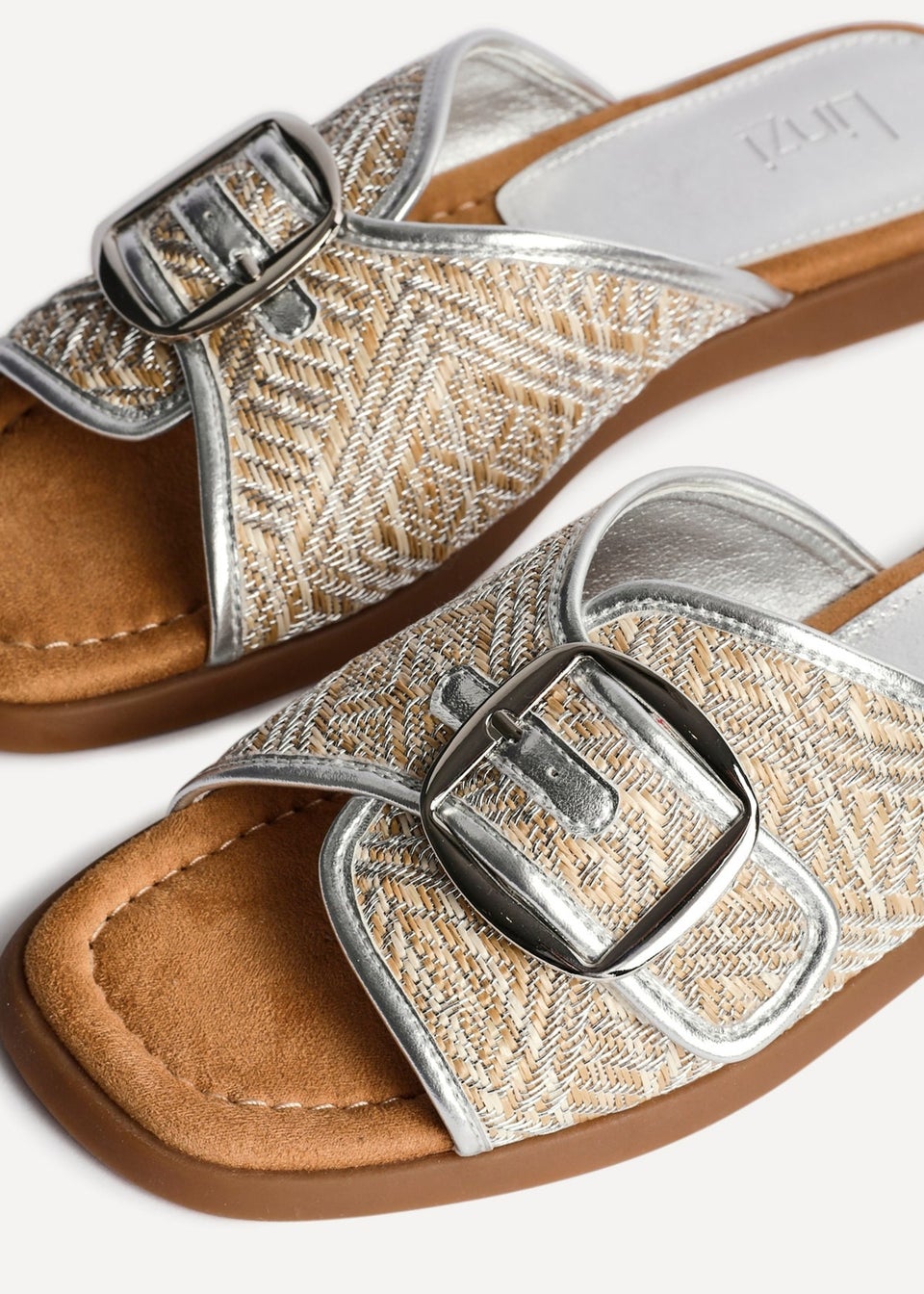 Linzi Zuma Silver Woven Flat Slider Sandal