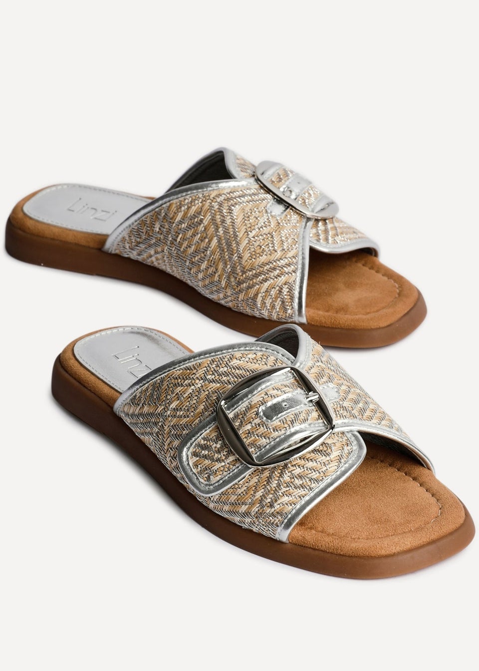 Linzi Zuma Silver Woven Flat Slider Sandal