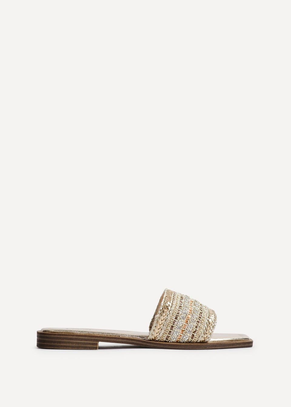 Linzi Fernanda Gold Embellished Slip On Sandals