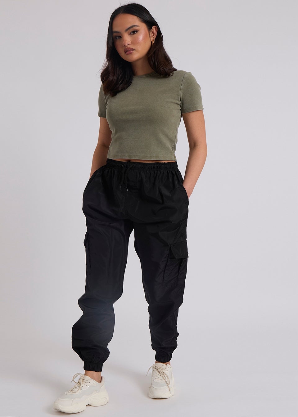 Urban Bliss Black Parachute Cargo Trouser