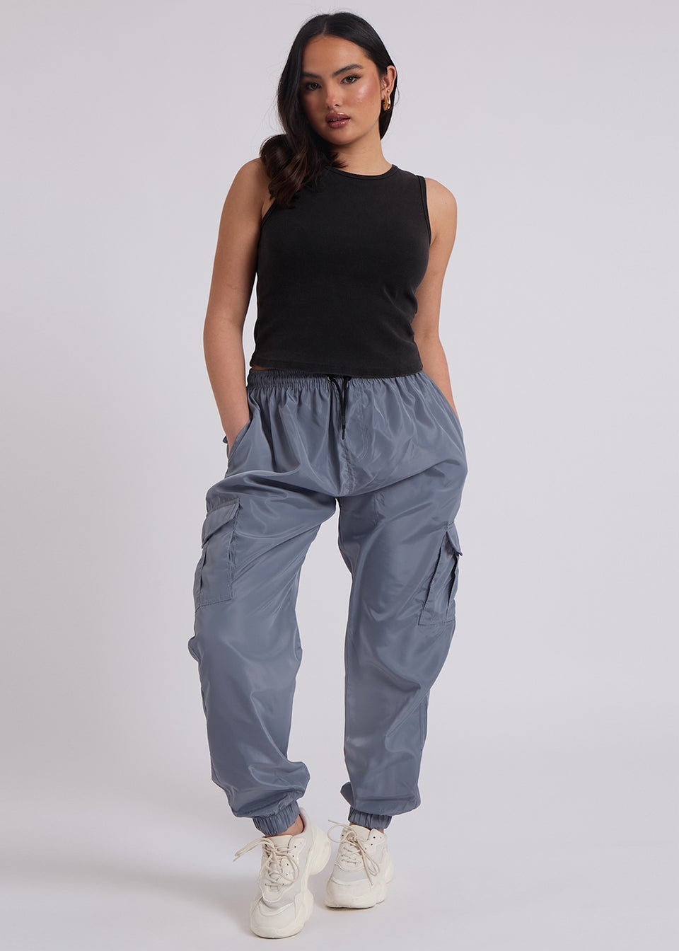 Urban Bliss Grey Parachute Cargo Trouser