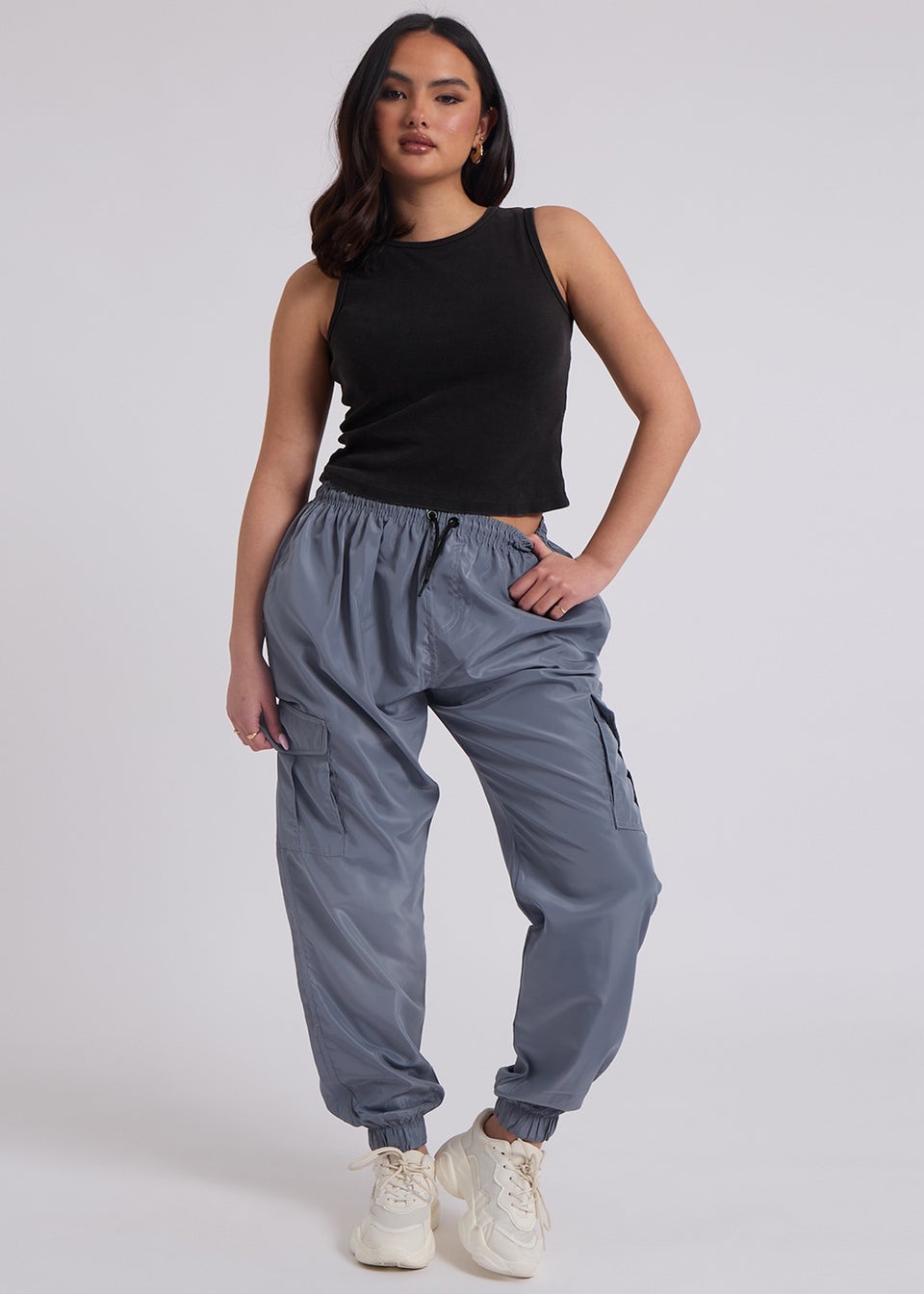 Urban Bliss Grey Parachute Cargo Trouser
