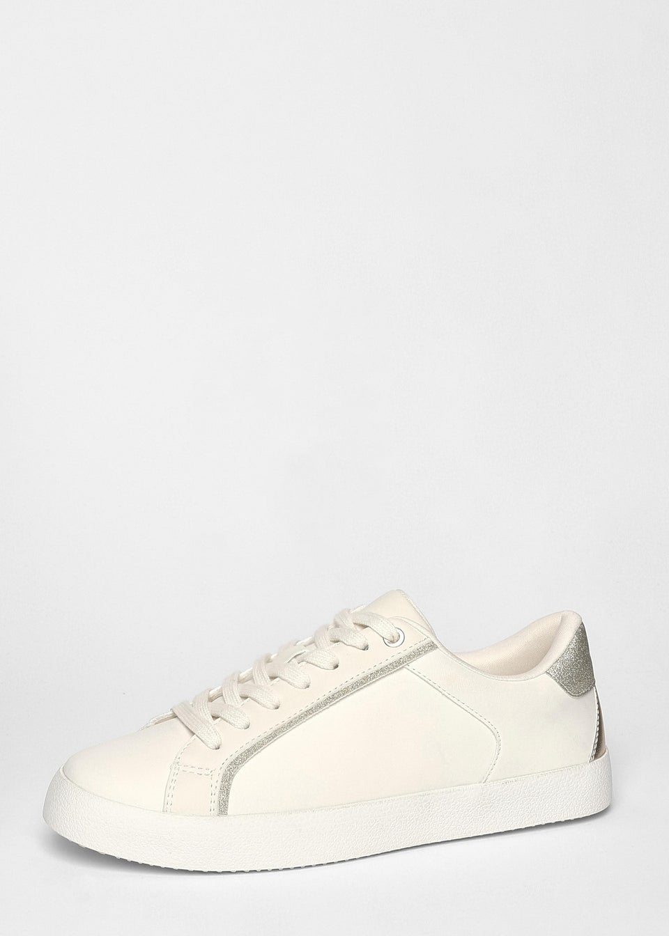 Quiz Cream Faux Leather Glitter Trainers