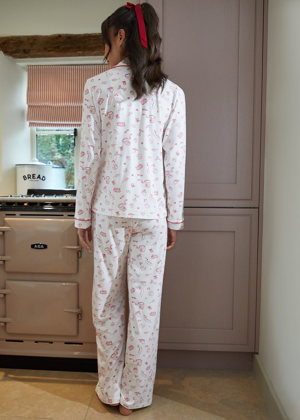 Threadbare Pink Printed Long Button Through Pyjama Set
