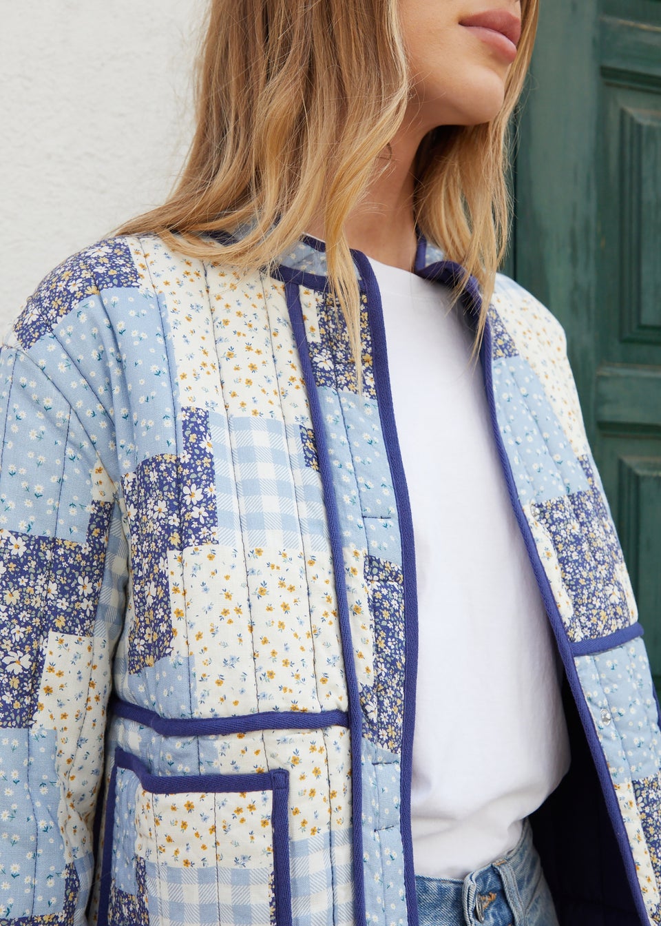 Threadbare Blue Floral Patchwork Quilted Jacket
