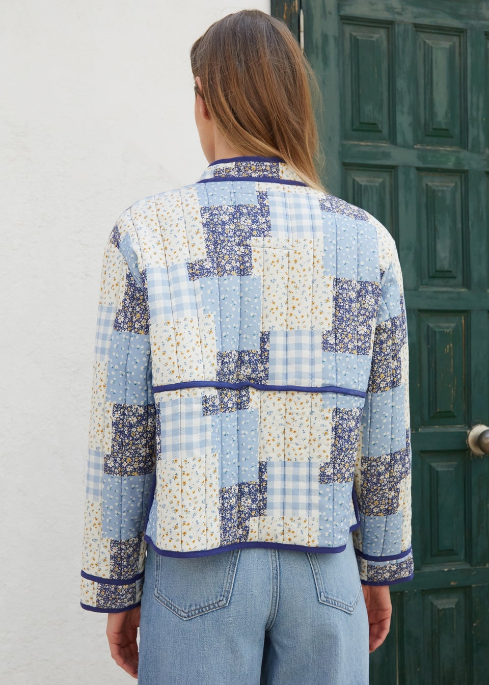 Threadbare Blue Floral Patchwork Quilted Jacket
