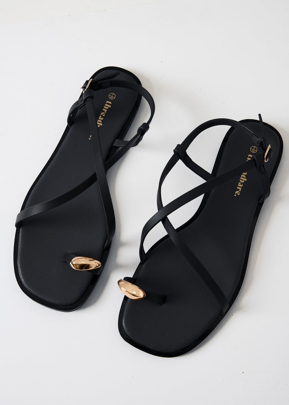 Threadbare Black Back Strap Sandals