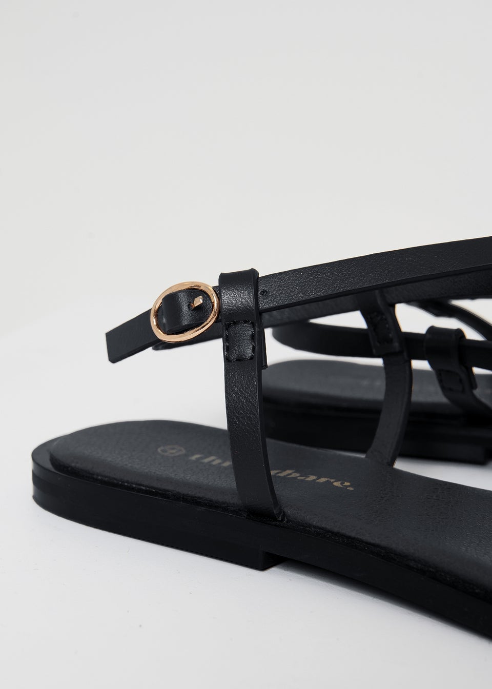 Threadbare Black Back Strap Sandals