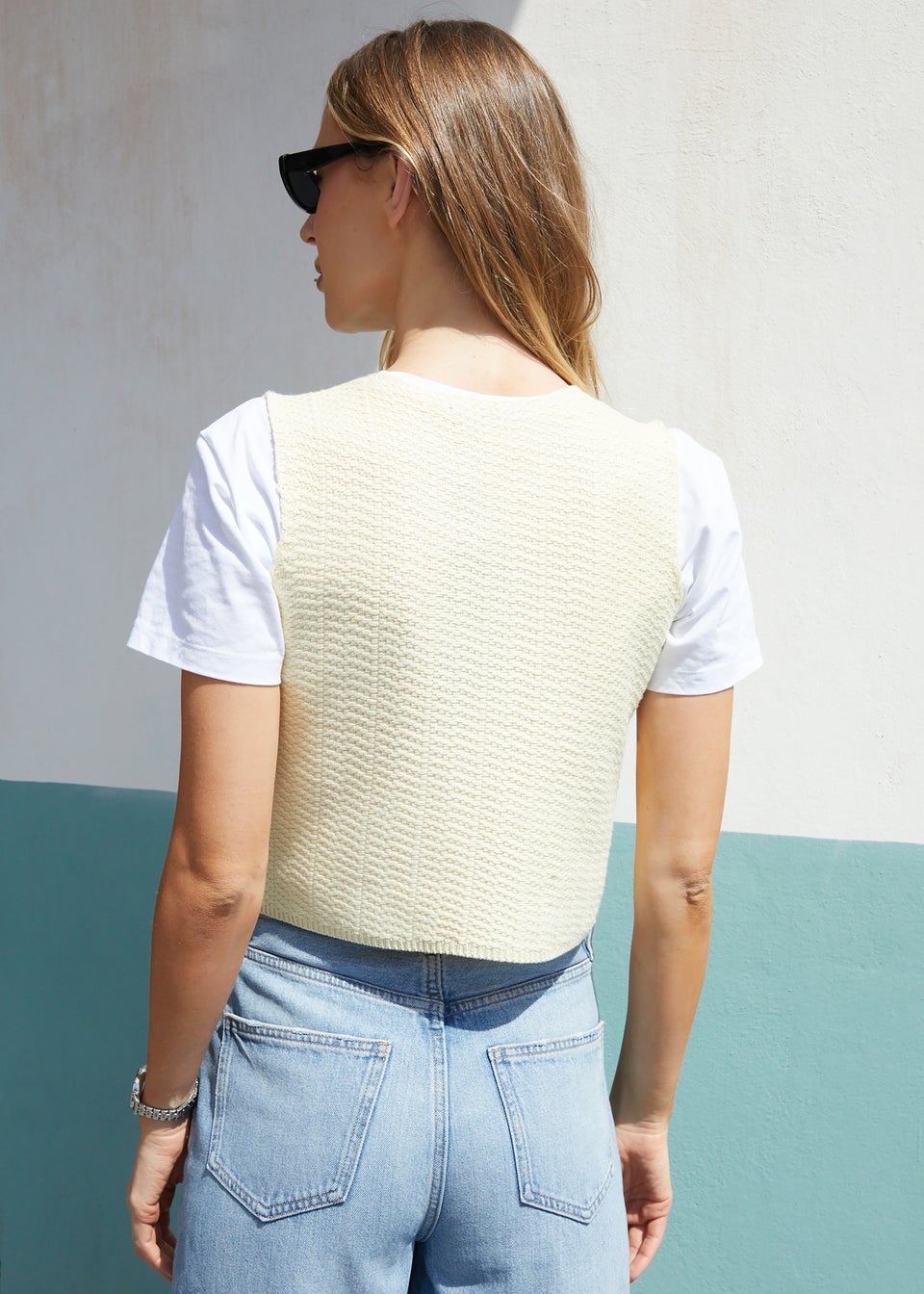 Threadbare Lemon Tie Front Knitted Vest