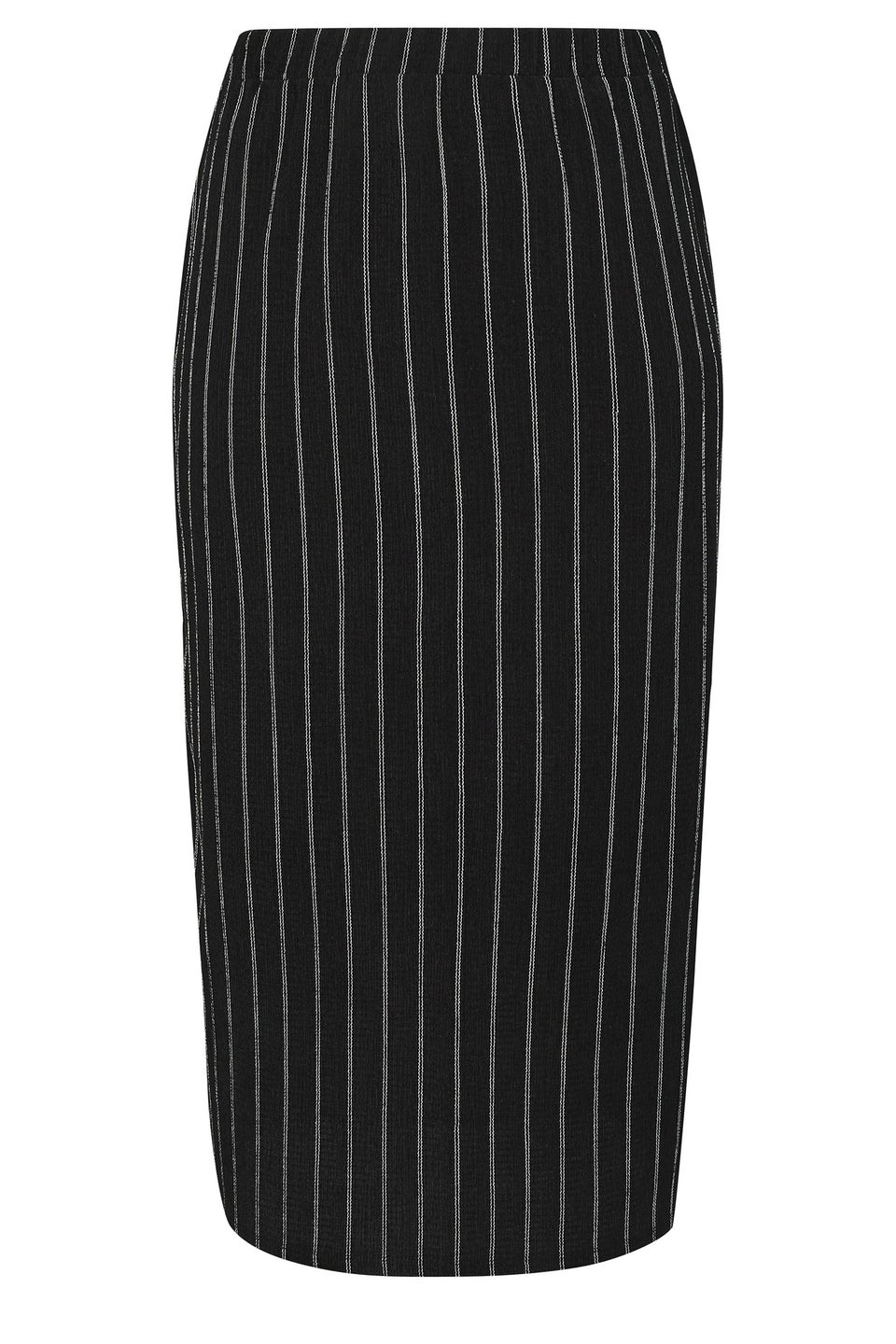 Yours Curve Black Textured Pinstripe Maxi Skirt
