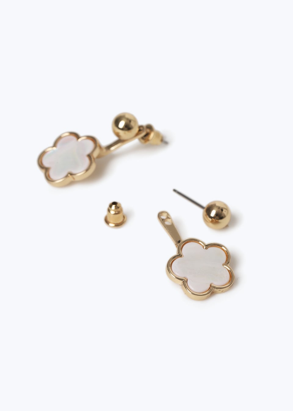 Muse Gold Flower Front And Back Earrings