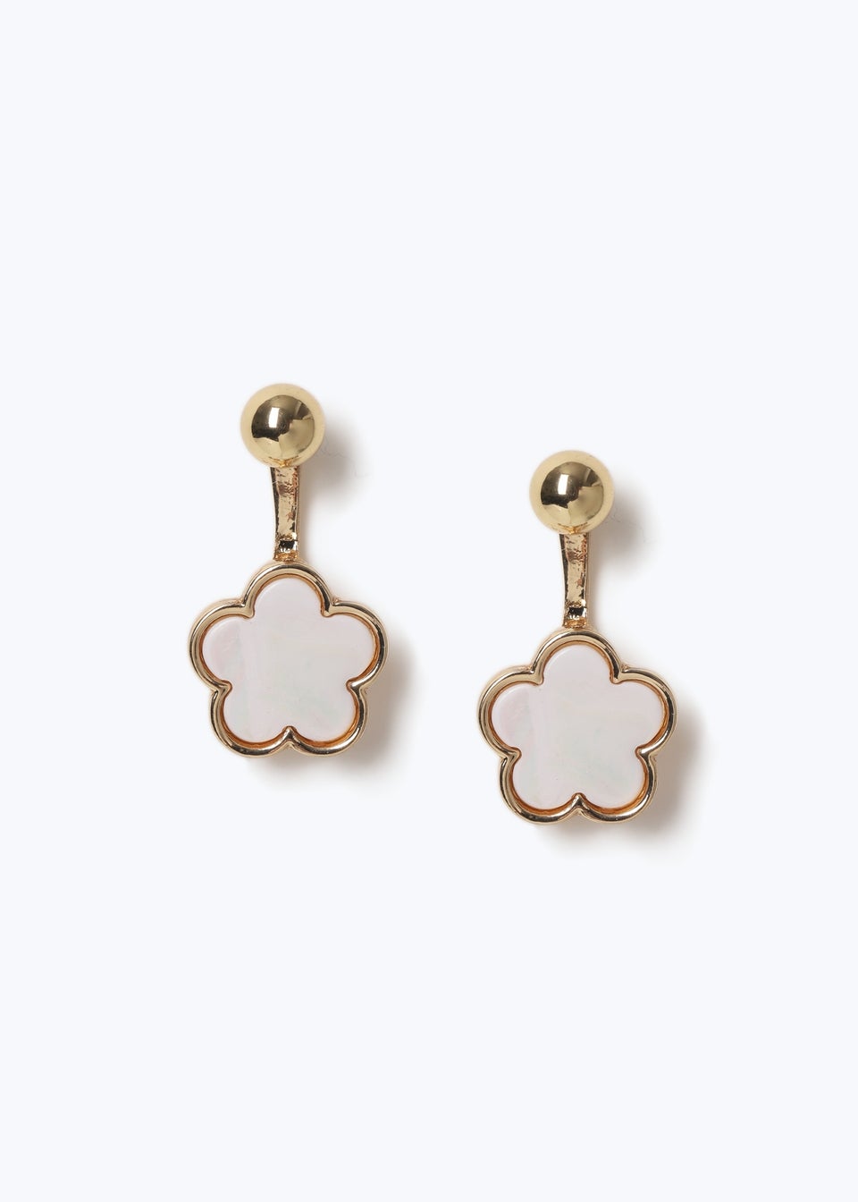 Muse Gold Flower Front And Back Earrings