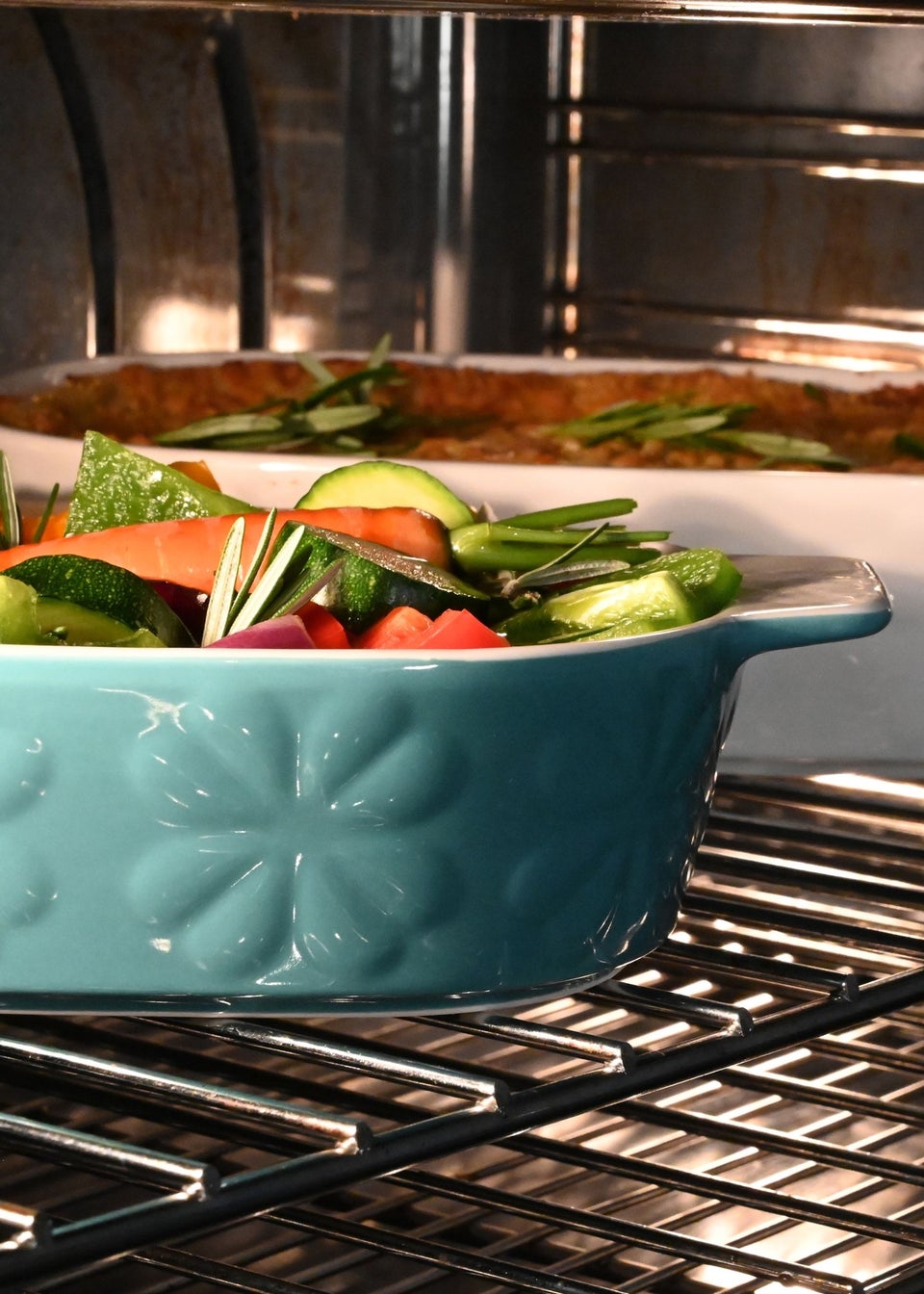 Beau & Elliot Teal Carnaby Small Porcelain Embossed Oven Dish