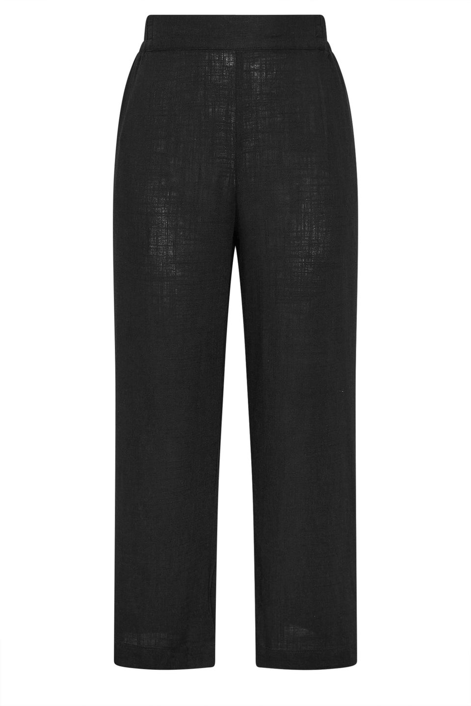 Yours Curve Black Linen Wide Leg Trousers
