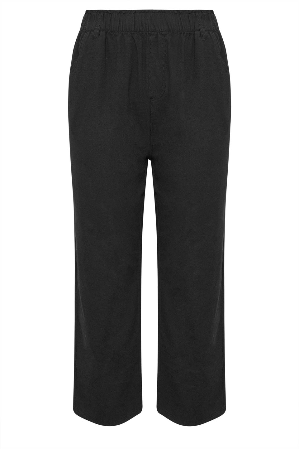 Yours Curve Black Cool Cotton Wide Leg Trousers