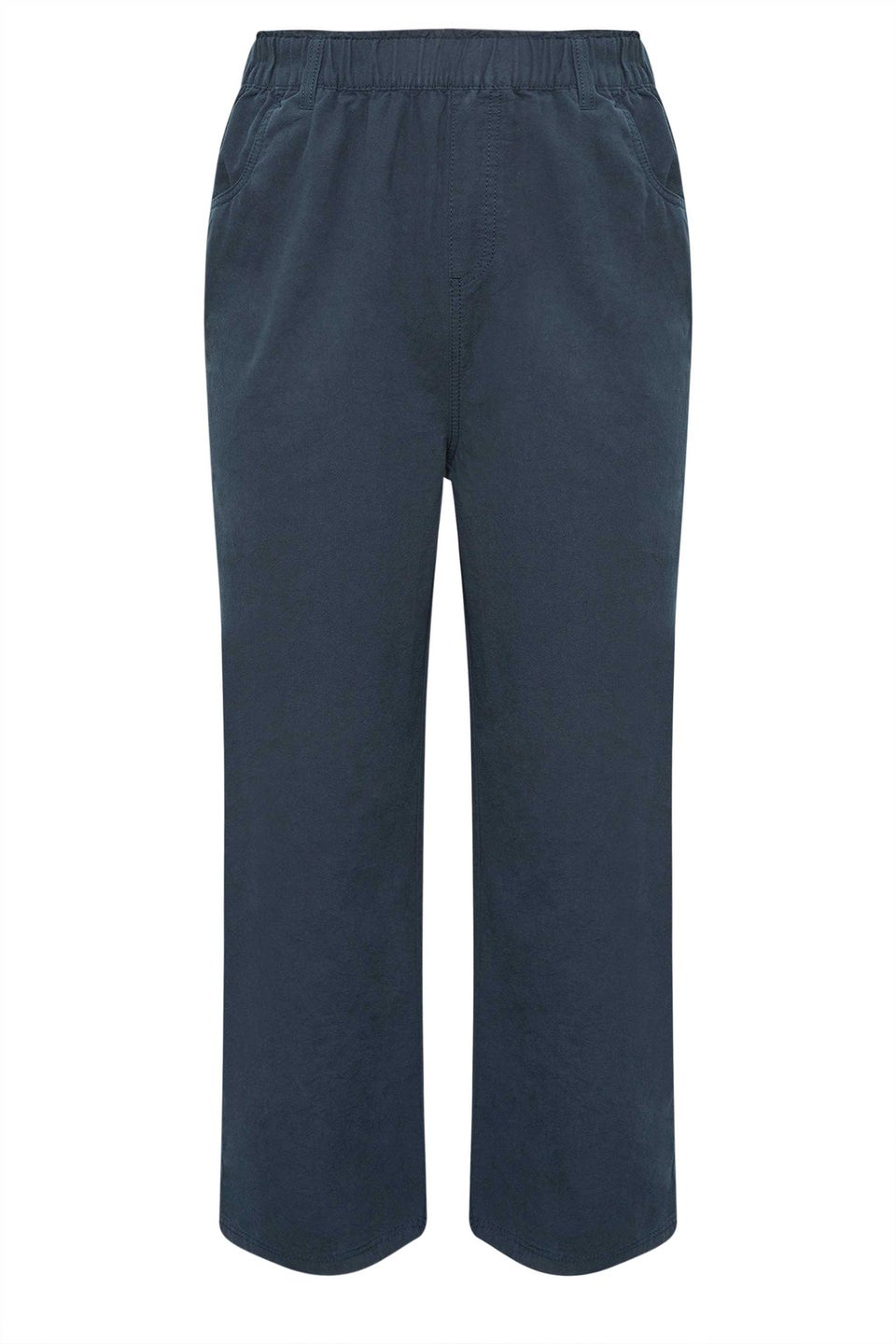 Yours Curve Navy Blue Cool Cotton Wide Leg Trousers