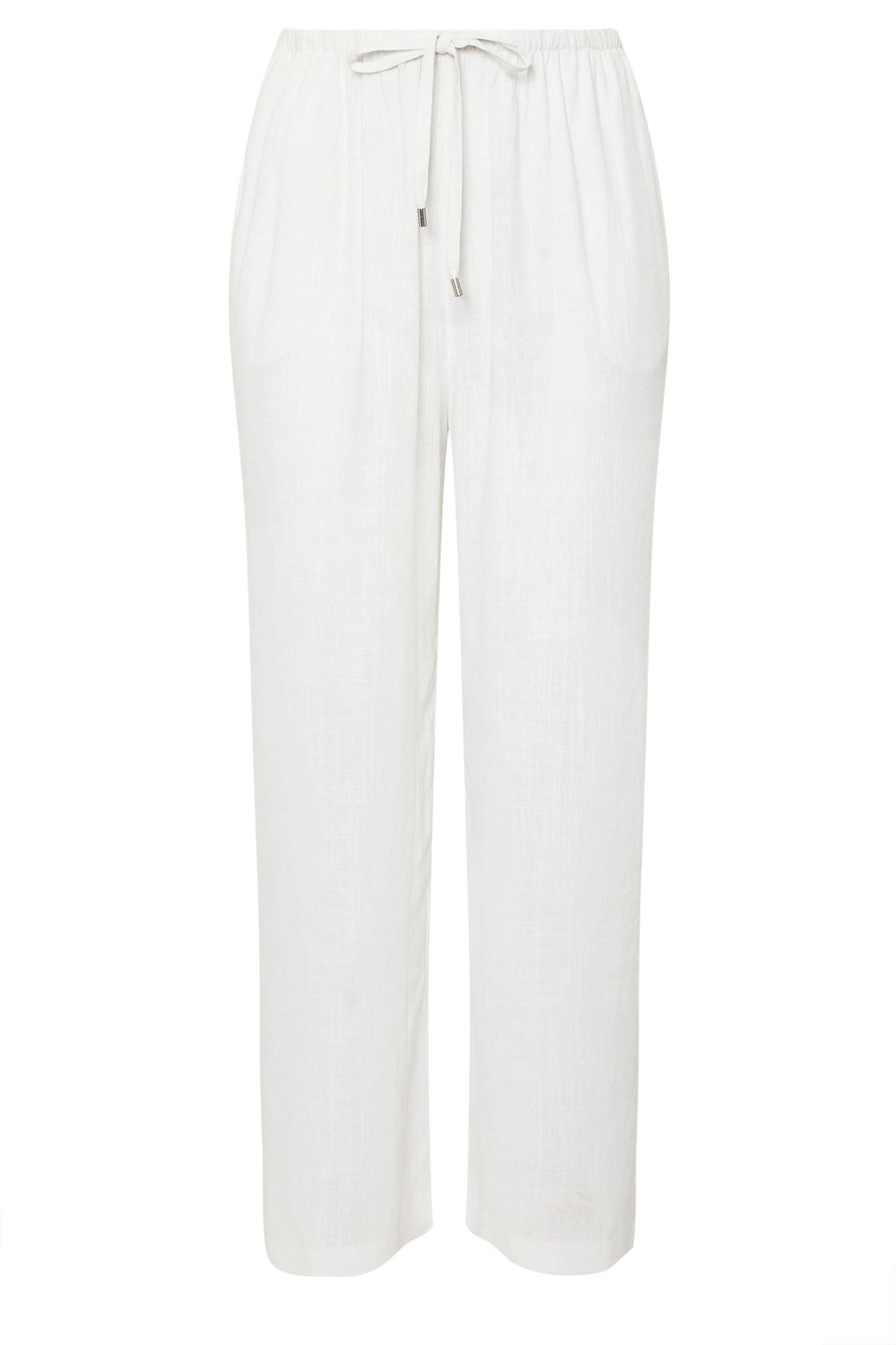 Yours Curve White Linen Wide Leg Trousers