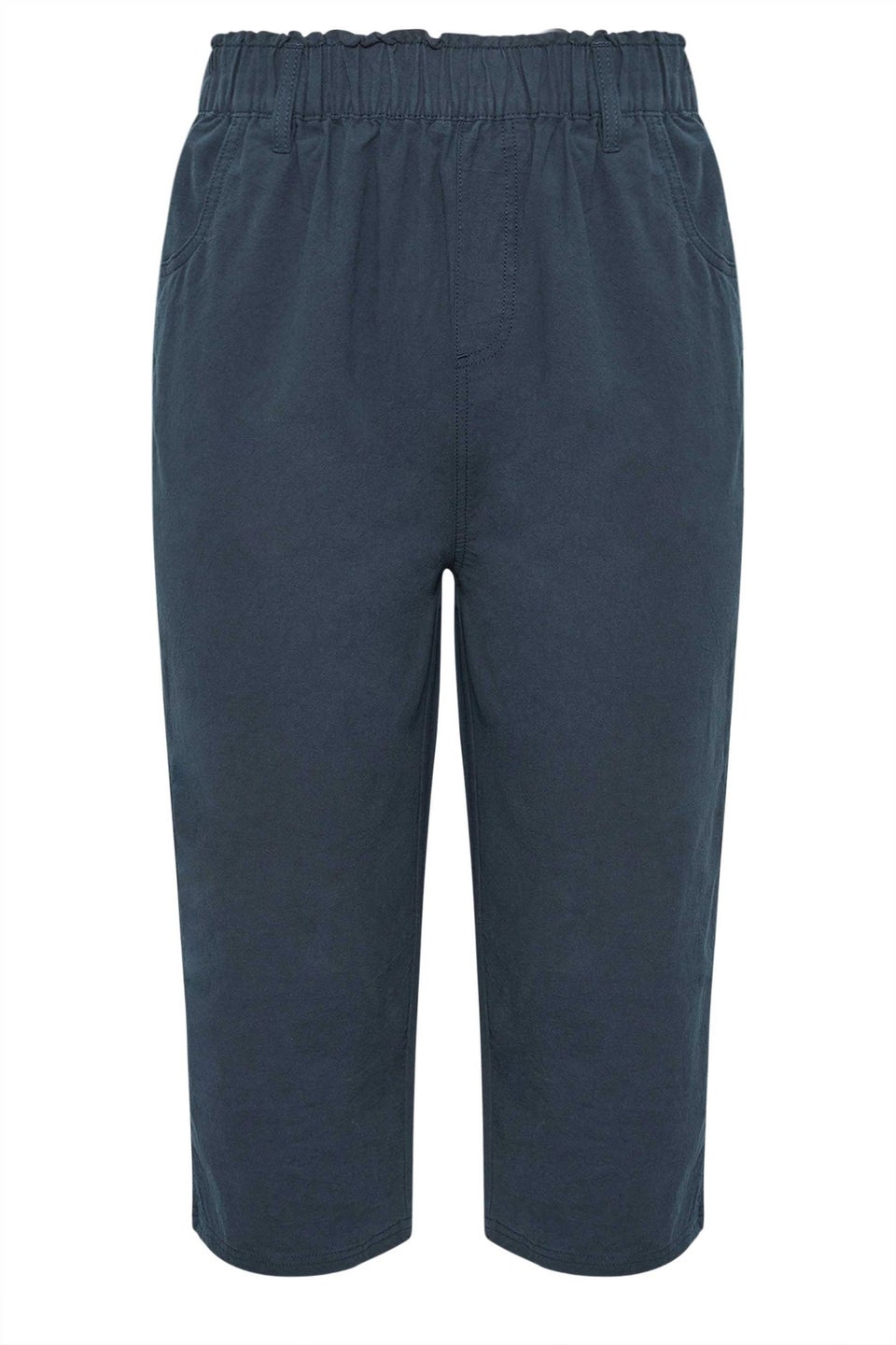 Yours Curve Navy Blue Cool Cotton Cropped Trousers