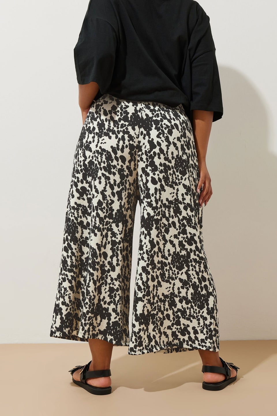 Yours Curve White Cow Print Midaxi Culottes