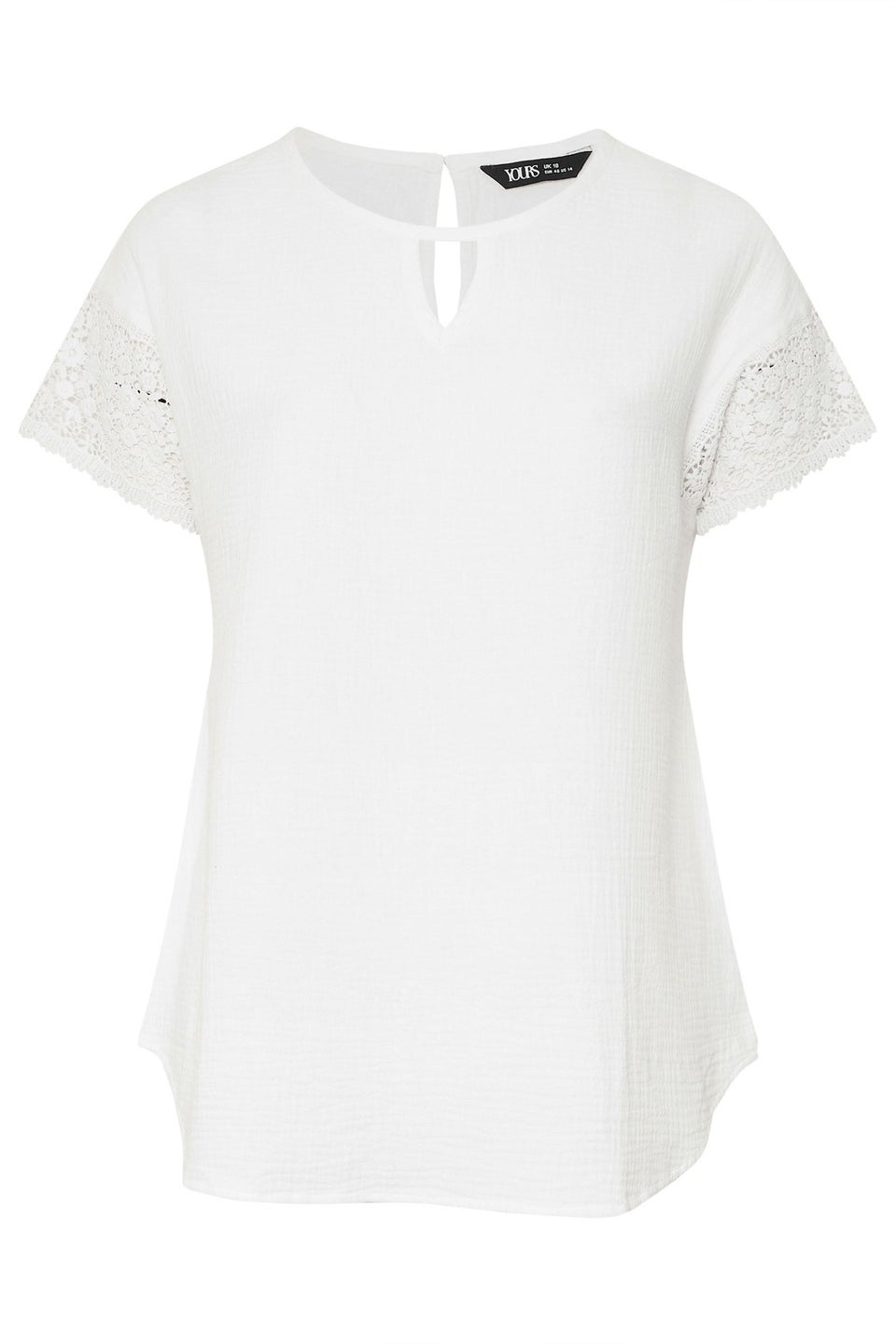 Yours Curve White Cheesecloth Crochet Top