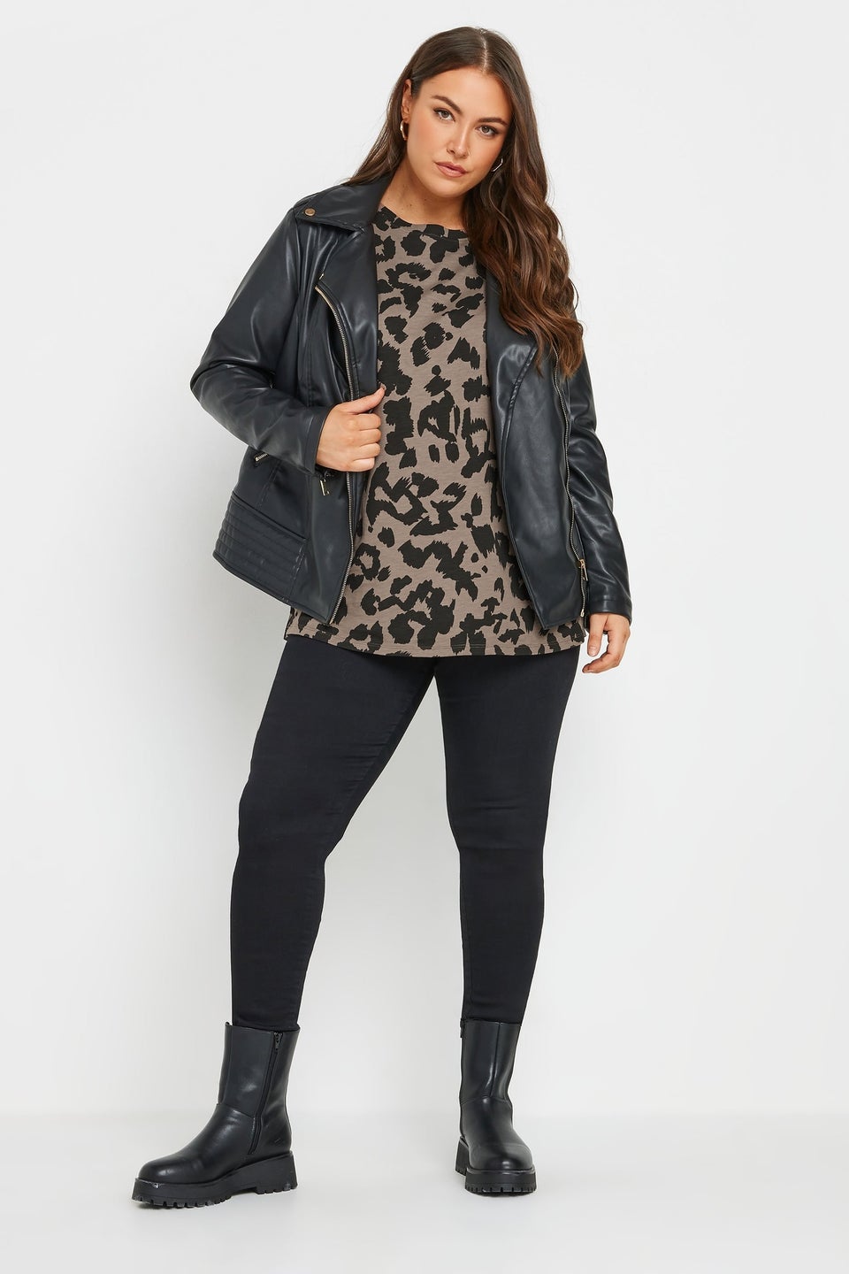 Yours Plus Size Brown Leopard Print T-Shirt