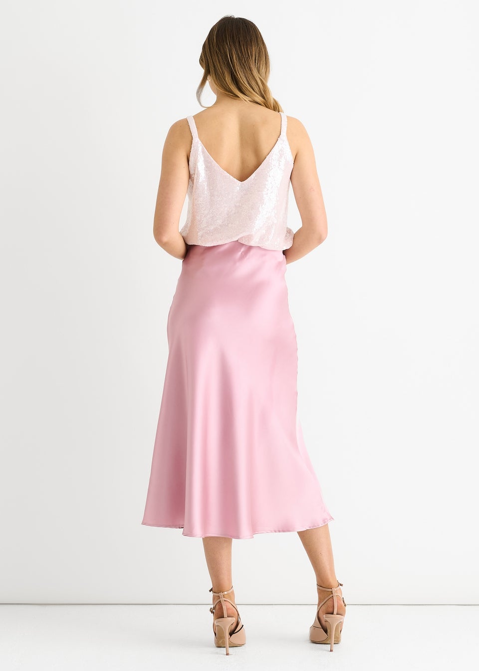 Gini London Pink Sequin V Neck Cami Top