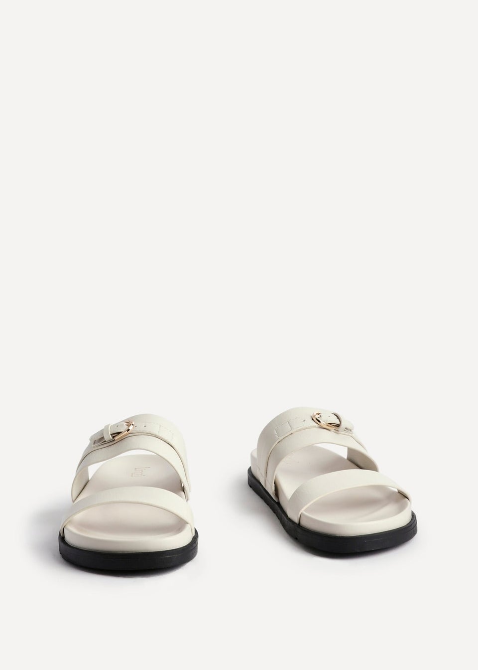 Linzi Ezra Ivory Faux Leather Flat Slider Sandals